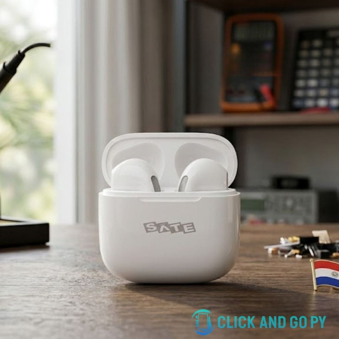 Auriculares inalámbricos sate ae-6122 blanco/negro true wireless bluetooth