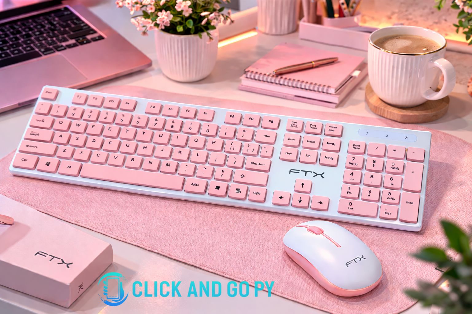 Teclado y mouse inalámbrico Rosa FTX GK600 numérico español