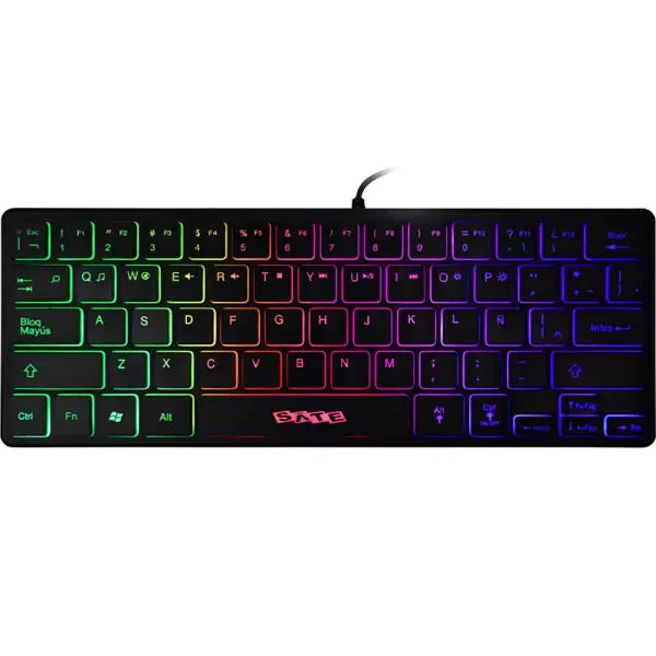 Teclado Gaming SATE AK-872 RGB USB – Compacto 64 Teclas – Español