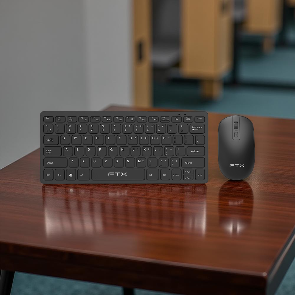 Teclado Slim y mouse inalámbricos FTXGK03 2.4g blanco/negro español